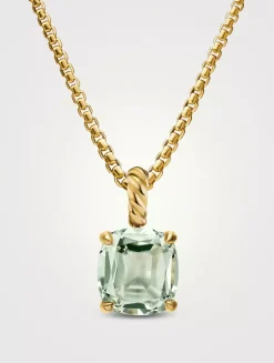 Marbella Pendant In 18k Yellow Gold With Prasiolite, 12mm