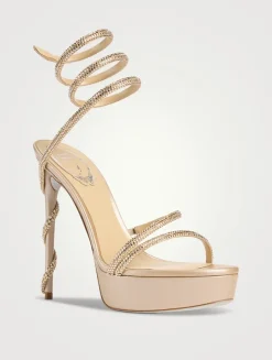 Margot Crystal Satin Platform Sandals