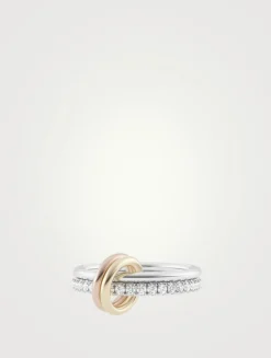 Marigold Sterling Silver Stacked Ring With Diamonds