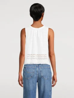Marina Eyelet Cotton Tank Top