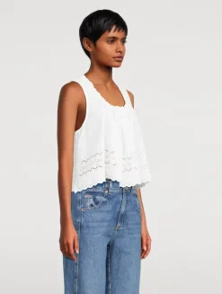 Marina Eyelet Cotton Tank Top