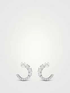 Matrix Crystal And Crystal Pearl Hoop Earrings