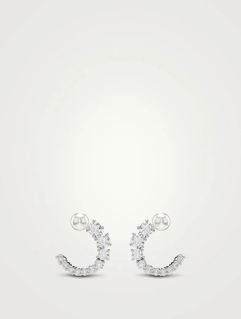Matrix Crystal And Crystal Pearl Hoop Earrings