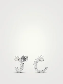 Matrix Crystal And Crystal Pearl Hoop Earrings