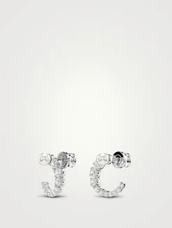 Matrix Crystal And Crystal Pearl Hoop Earrings