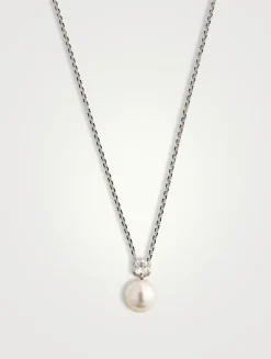 Matrix Crystal Pearl Pendant Necklace