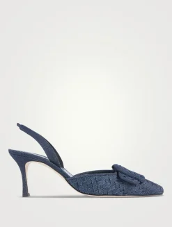 Maysli Woven Denim Slingback Pumps