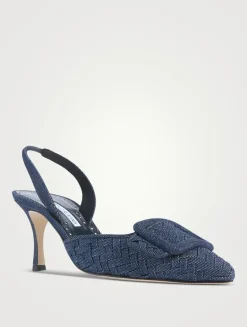 Maysli Woven Denim Slingback Pumps