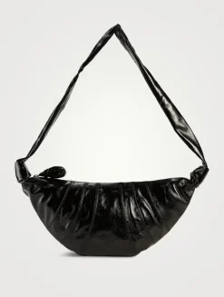 Medium Croissant Coated Cotton Shoulder Bag