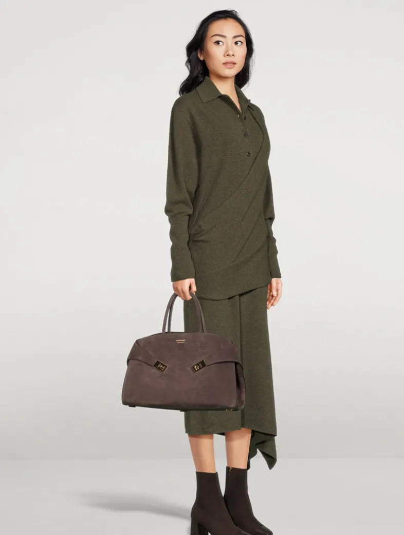 Medium Hug Suede Satchel