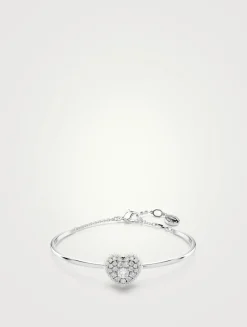 Medium Hyperbola Crystal Heart Bangle Bracelet