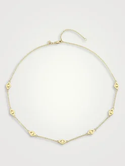 Medium 14K Gold Evil Eye Segment Necklace
