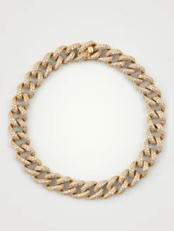 Medium 18K Gold Link Bracelet With Diamonds