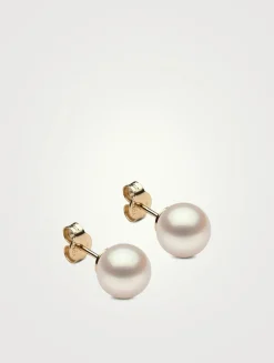 Medium 18K Yellow Gold Pearl Stud Earrings