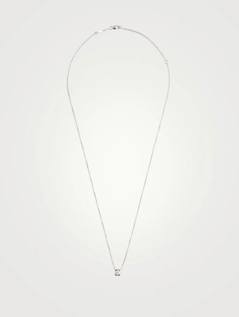 Medium Le Cube Diamant 18K White Gold Necklace With Diamond