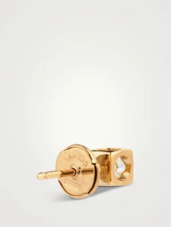 Medium Le Cube Diamant 18K Gold Earrings With Diamonds
