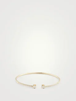 Medium Le Cube Diamant 18K Gold Flex Bracelet With Diamonds