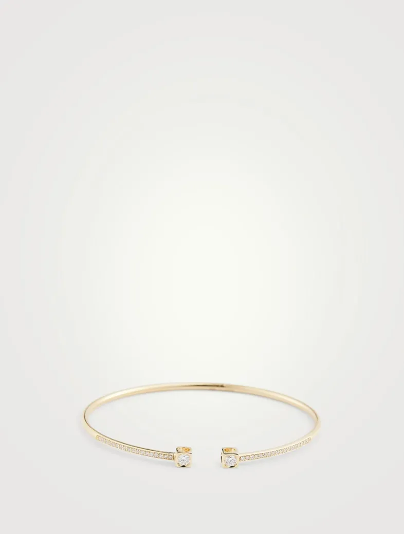 Medium Le Cube Diamant 18K Gold Flex Bracelet With Diamonds