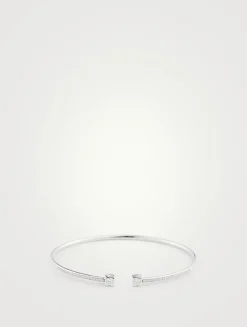 Medium Le Cube Diamant 18K White Gold Flex Bracelet With Diamonds