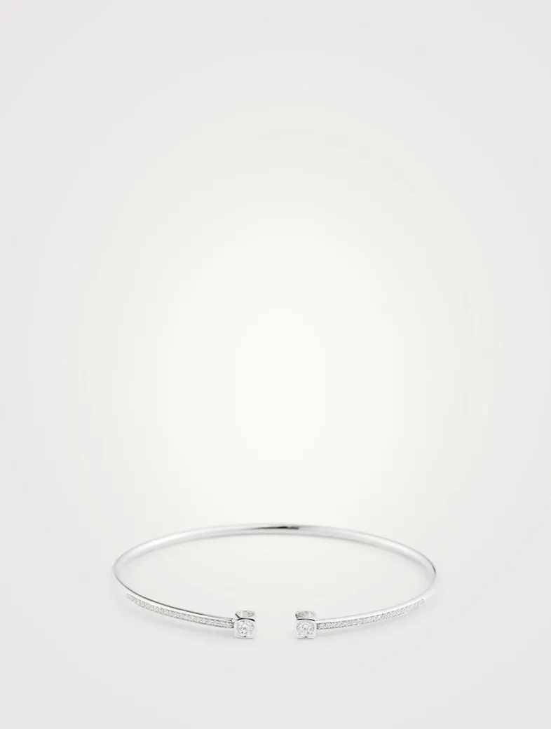 Medium Le Cube Diamant 18K White Gold Flex Bracelet With Diamonds