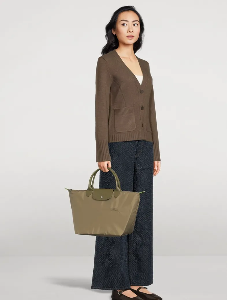 Medium Le Pliage Green Top Handle Bag