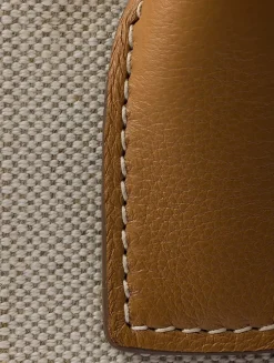 Medium Linen Blend And Leather Tote Bag