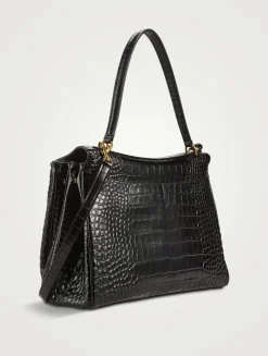 Medium Rodeo Croc-Embossed Leather Satchel