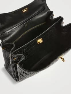 Medium Rodeo Croc-Embossed Leather Satchel