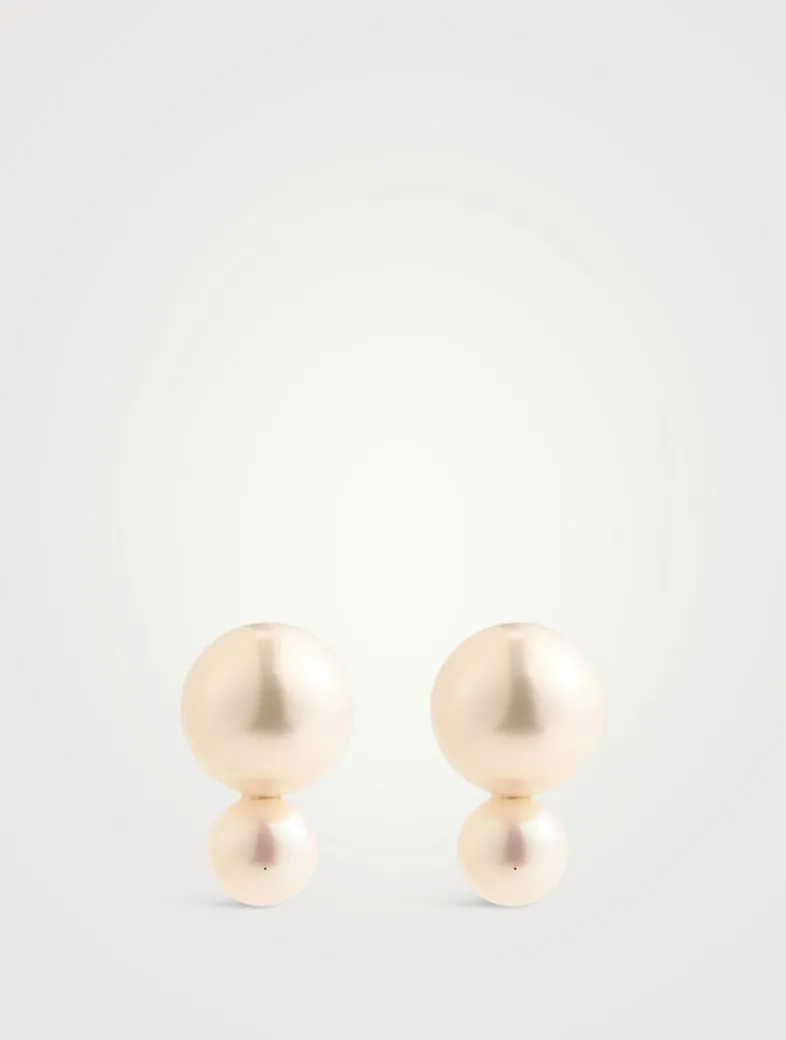 Medium Sea Of Beauty 14K Gold Stud Earrings With Pearls