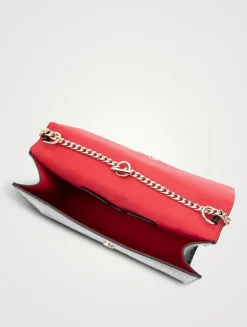 Medium Skull Croc-Embossed Leather Top Handle Bag