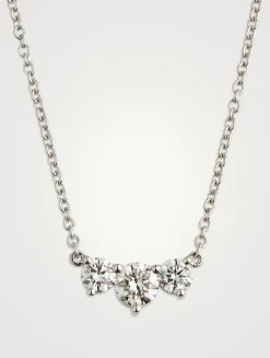 Medium Trinity 18K White Gold Necklace With Diamonds