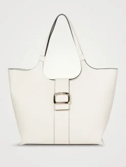 Medium Viv' Choc Leather Tote Bag