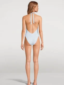 Meegan One-Piece Halter Swimsuit In Floral Print