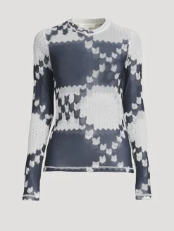 Mesh Long-Sleeve T-Shirt In Fair Isle Print