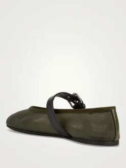 Mesh Mary Jane Ballerina Flats