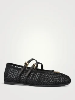 Mesh Mary Jane Ballet Flats