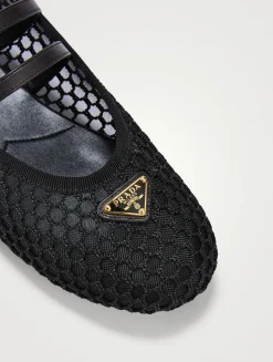 Mesh Mary Jane Ballet Flats