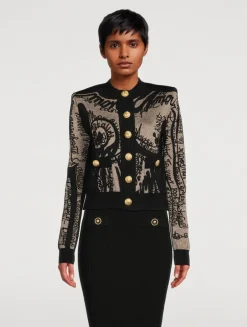 Metallic Jacquard Cardigan