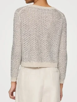Metallic Linen Silk Pointelle Cardigan