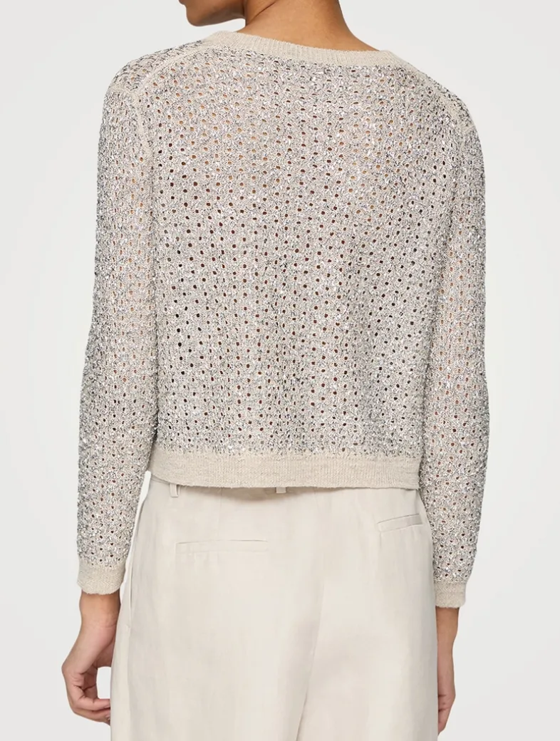 Metallic Linen Silk Pointelle Cardigan