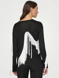 Metropolitan Shine Embroidered Fringe Sweater
