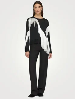 Metropolitan Shine Embroidered Fringe Sweater