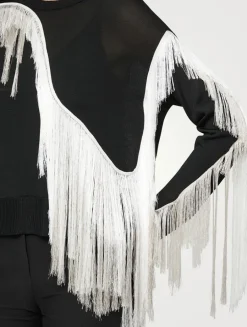 Metropolitan Shine Embroidered Fringe Sweater