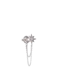 Micro Aztec Silver Starburst Chain Earrings With White Topaz