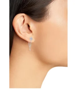 Micro Aztec Silver Starburst Chain Earrings With White Topaz