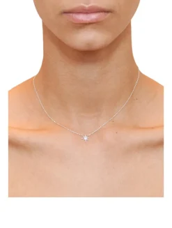 Micro Aztec Sterling Silver Starburst Necklace With Topaz