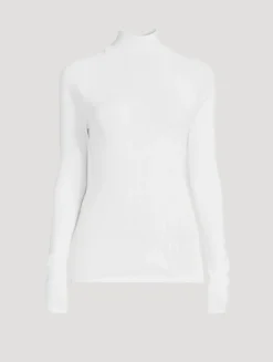 Micro Rib Wool Silk Turtleneck
