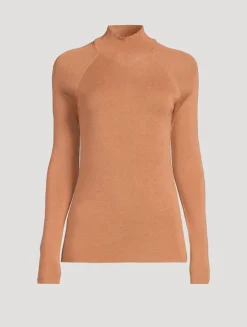 Micro Rib Wool Silk Turtleneck