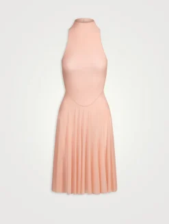 Milky Sheer Highneck Midi Dress