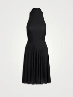 Milky Sheer Highneck Midi Dress